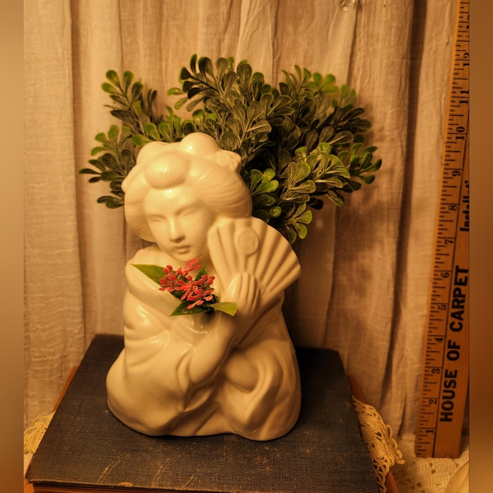 Elegant White Ceramic Bust Vase